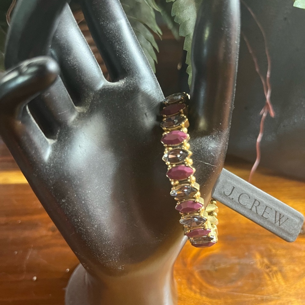 J. Crew Gold Bracelet with Pink and Purple Stones